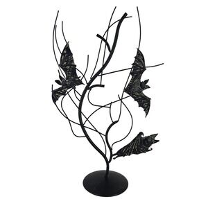 NWT‎ 21" Black Gold Metal Bat and Wire Twig Spray Sculpture Halloween Decor Goth